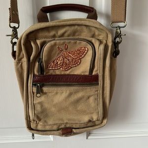Multi Pocket Canvas “Adventure” Cross Body Bag. Cotton And Leather